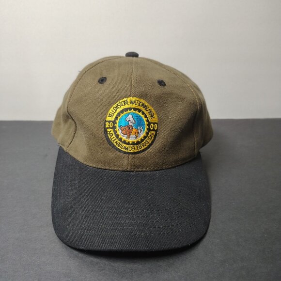 VINTAGE Yellowstone National Park Staff Hat Cap Snap Back Buffalo Old Faithful - Picture 1 of 9